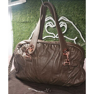 EUC Goldenbleu Jordan Chocolate Pebbled Leather Satchel with Rosegold hardware